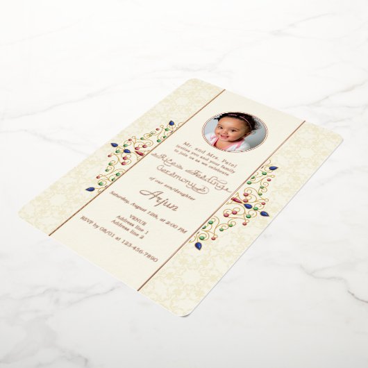 モダンなアンナプラシャン初米式写真 箔招待状 (回転した状態)