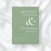 モダンなアンパサンドのタイポグラフィの結婚式のセージグリーン セーブザデート