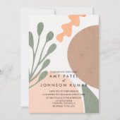 モダンなアースカラーのシェイプ アブストラクト ウェディング 招待状 (正面)