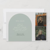 モダンなアーチとボヘミアンスタイルの卒業発表 オープンハウス 招待状 (裏面)