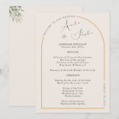 モダンなアーチのリアルなホイル ウェディングプログラム 招待状 (正面/裏面)