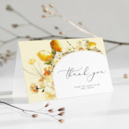 モダンなアーチのレモン ブライダルシャワー サンキューカード