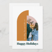 モダンなアーチの明るいクリスマス家族写真 シーズンカード (正面/裏面)