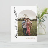 モダンなアーチの結婚式と明るい新婚ホリデー 招待状 (スタンド正面)