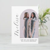 モダンなアーチの花嫁の友人への写真提案カード 招待状 (スタンド正面)