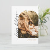 モダンなアーチスクリプトのホリデーフォトカード 招待状 (スタンド正面)