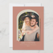 モダンなアーチ写真テラコッタ merry everything シーズンカード (正面)