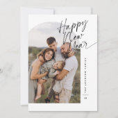 モダンなアーチ写真フレームの手書きスクリプトによるクリスマスと新年のカード シーズンカード (正面)