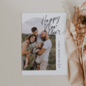 モダンなアーチ写真フレームの手書きスクリプトによるクリスマスと新年のグリーティングカード シーズンカード