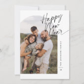 モダンなアーチ写真フレームの手書きスクリプトのクリスマスと新年のカード シーズンカード (正面)