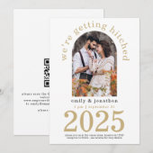 モダンなアーチ写真 ゴールド ウェディング 招待状 (正面/裏面)