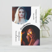 モダンなアーチ写真 兄弟姉妹 二人卒業 招待状 (スタンド正面)