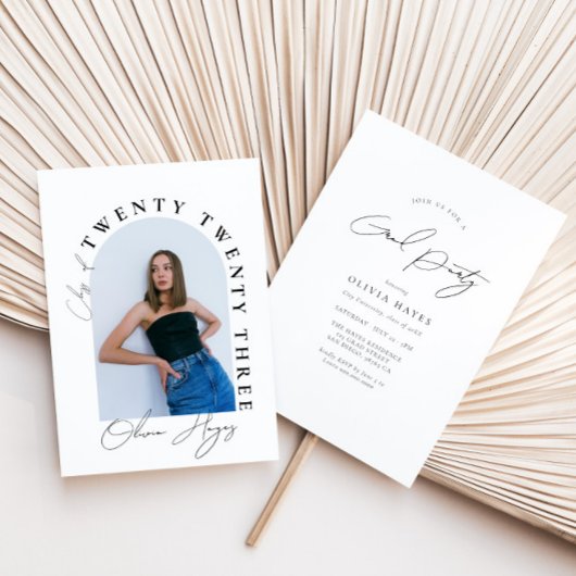 モダンなアーチ写真 卒業パーティー 招待状