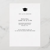 モダンなアーチ写真 卒業 ばら色金  箔招待状 (裏面)