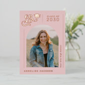 モダンなアーチ写真 卒業 ばら色金  箔招待状 (立ち正面)