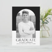 モダンなアーチ ブラック カラー ブロック 卒業パーティー 招待状 (スタンド正面)