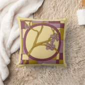 モダンなアールヌーボーの花の円の紫色 クッション (ブランケット)