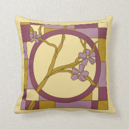 モダンなアールヌーボーの花の円の紫色 クッション