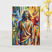 モダンなイエス・キリストのステンドグラス、あらゆる場面に カード (黄色い花)