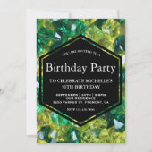 モダンなイエローグリーンの宝石 誕生日パーティー 招待状 (正面)