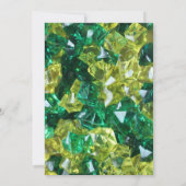 モダンなイエローグリーンの宝石 誕生日パーティー 招待状 (裏面)