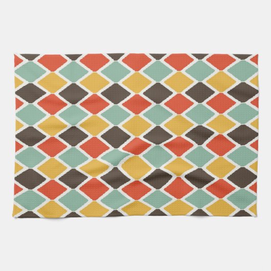 モダンなイカットの種族のファッションパターン キッチンタオル (横)