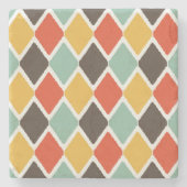 モダンなイカットの種族のファッションパターン ストーンコースター (正面)