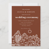 モダンなイガイガのラインアート砂漠のウェディング招待状 招待状 (正面)