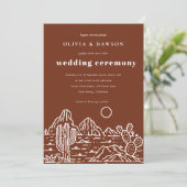 モダンなイガイガのラインアート砂漠のウェディング招待状 招待状 (スタンド正面)
