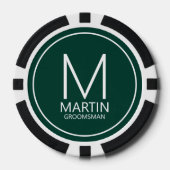 モダンなイニシャルと名前のグルームズマン ポーカーチップ (正面)