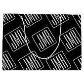 モダンなイニシャルパターン | 黒と白 ラージペーパーバッグ (裏面)