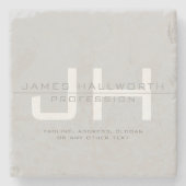 モダンなイニシャル（またはその他のテキスト） グレー ストーンコースター (正面)