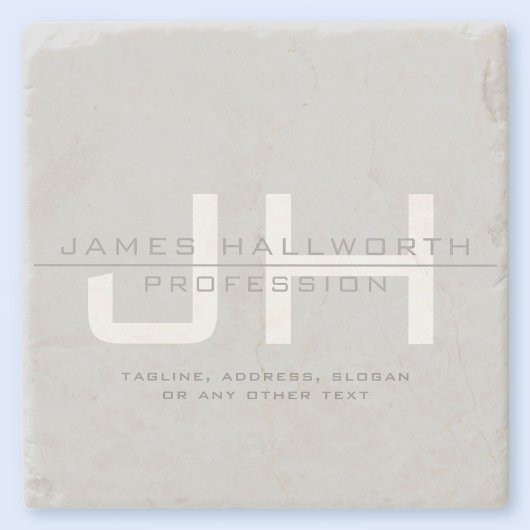 モダンなイニシャル（またはその他のテキスト） グレー ストーンコースター