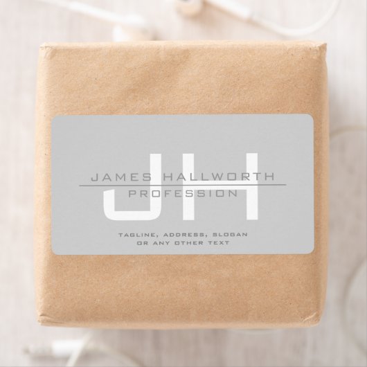 モダンなイニシャル(またはその他のテキスト) グレー ラベル (インサイチュ)