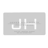 モダンなイニシャル(またはその他のテキスト) グレー ラベル (正面)