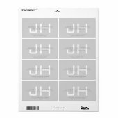 モダンなイニシャル(またはその他のテキスト) グレー ラベル (フルシート)