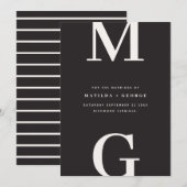 モダンなイニシャル ボールド グラフィック タイポグラフィー ウェディング セーブザデート (正面/裏面)