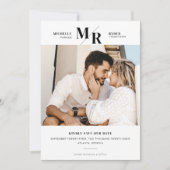 モダンなイニシャル モノグラム ミニマル フォト セーブ・ザ・デート カード (正面)