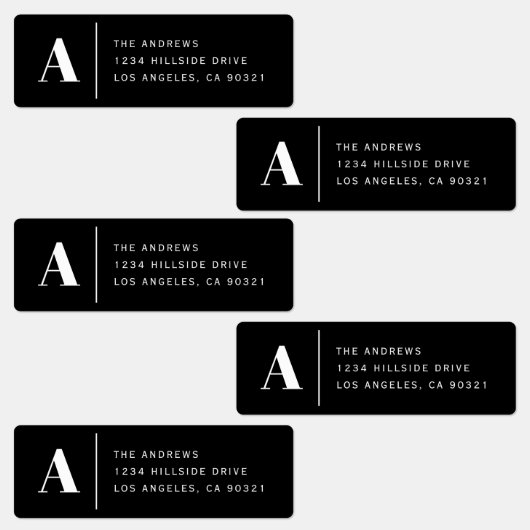 モダンなイニシャル & 住所 ウォータープルーフラベル ラベル (グループ)