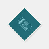 モダンなイニシャル & 名前 | ダークティール & ライトブルー スタンダードカクテルナプキン (角)