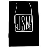 モダンなイニシャル | 黒と白 ミディアムペーパーバッグ (正面)