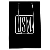 モダンなイニシャル | 黒と白 ミディアムペーパーバッグ (裏面)