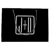 モダンなイニシャル | 黒と白 ラージペーパーバッグ (裏面)