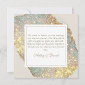 モダンなイリデセントグリッターの結婚式お礼カード サンキューカード (裏面)