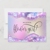 モダンなイリデッセントオパール、あなたは私のフラワーガールになってくれますか? 招待状 (正面)