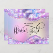 モダンなイリデッセントオパール、あなたは私のフラワーガールになってくれる？ 招待状 (正面/裏面)