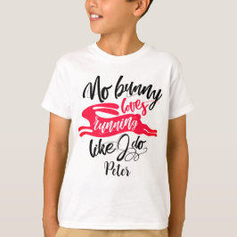 モダンなインスピレーションランレッドバニー ブラックスクリプト Tシャツ