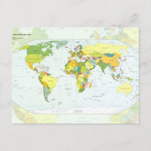 モダンなインテリアにぴったりな世界地図ポスター: 政治的な地図 ポストカード