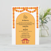 モダンなインドの結婚式招待状 招待状 (スタンド正面)