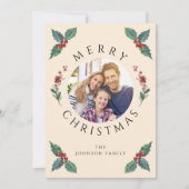 モダンなウィンターボタニカル クリスマスの写真 シーズンカード (正面)